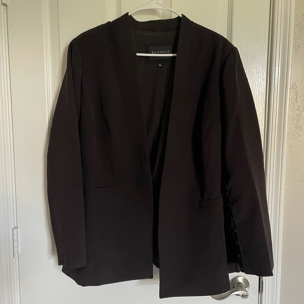 NWOT Eloquii Black Button-Sleeve Blazer